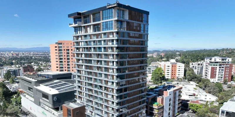 Fachada y concepto arquitectónico de Gaura en Zona 15