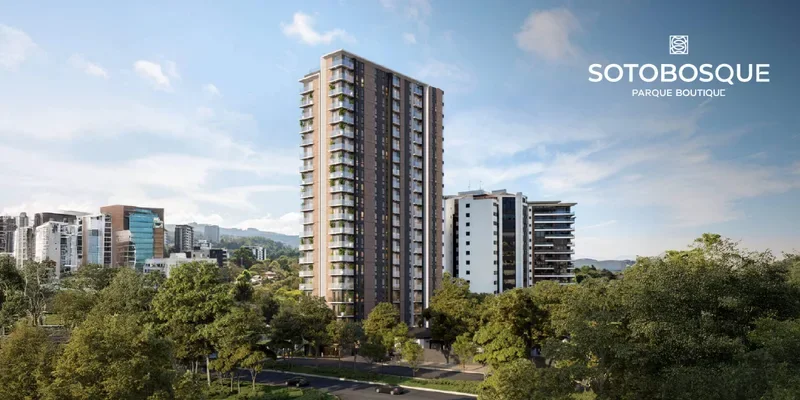 Fachada y concepto arquitectónico de Sotobosque Parque Boutique en Zona 15